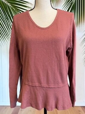 PAPER CRANE Dusty Rose Pink Long Sleeve Waffle Knit Top - Medium